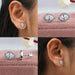 Collage of Marquise shaped halo eco friendly diamond stud earrings