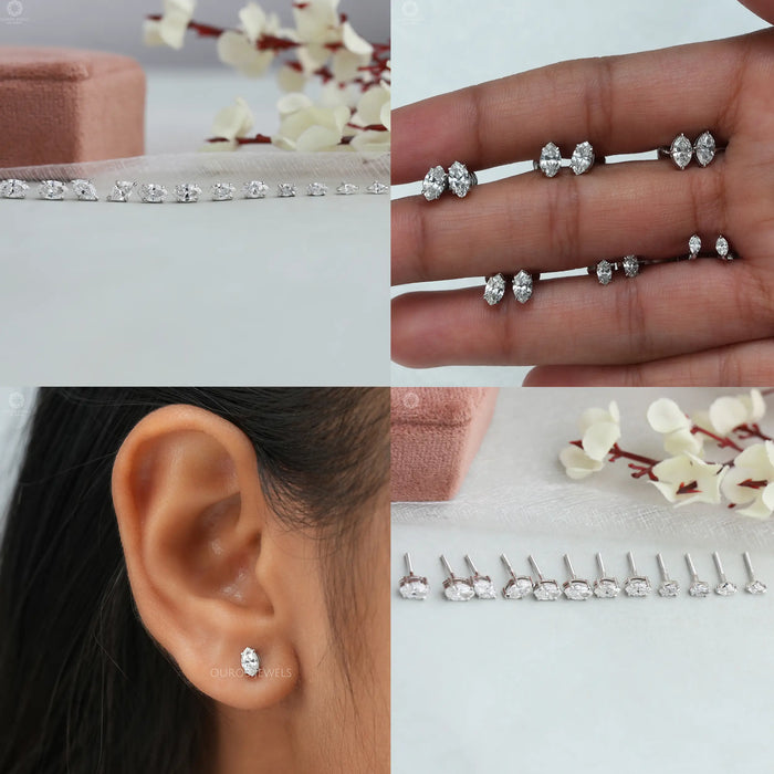 1/3 - 2 ct TDW Diamond Screw Back Studs in 14K Gold Women's Earrings Lab Grown