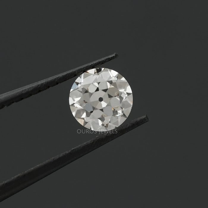 Old European Round Cut Lab Grown Diamond In Tweezer