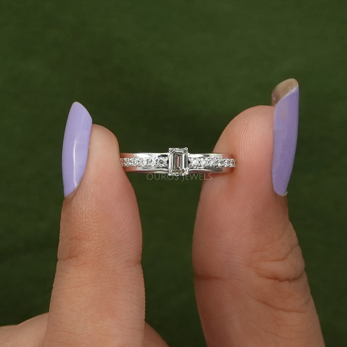 [Emerald Cut Solitaire Diamond Ring]-[Ouros Jewels]