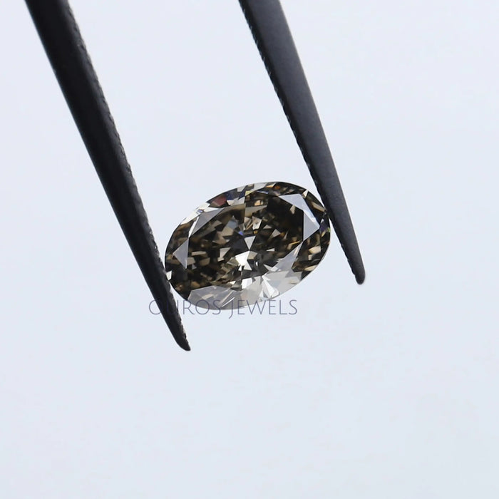 [1.06 Carat Olive Oval Cut Lab Created Diamond]-[Ouros Jewels]