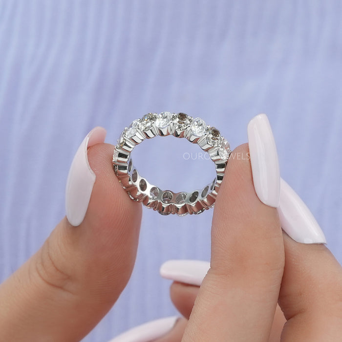 Olive Oval Full Eternity Wedding Ring