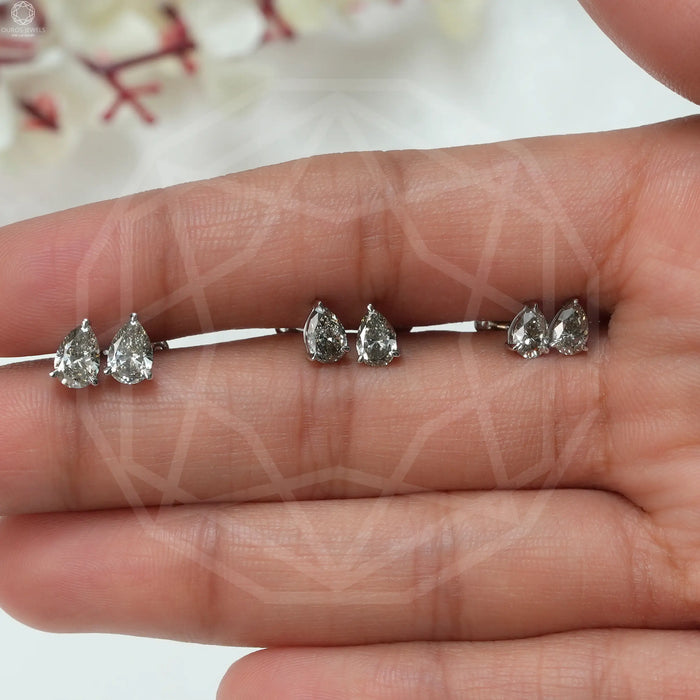 [Pear Cut Lab Diamond Earrings]-[Ouros Jewels]