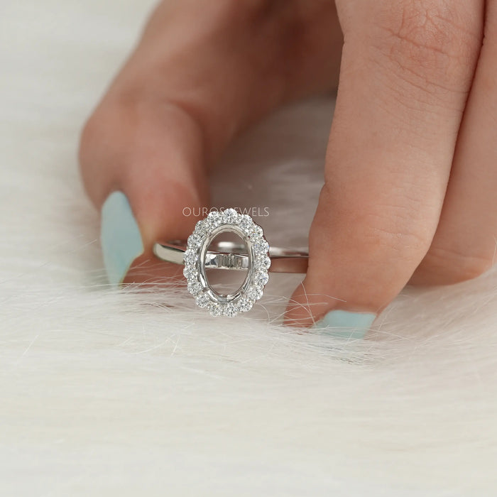 [Oval Shape Halo Ring]-[Ouros Jewels]