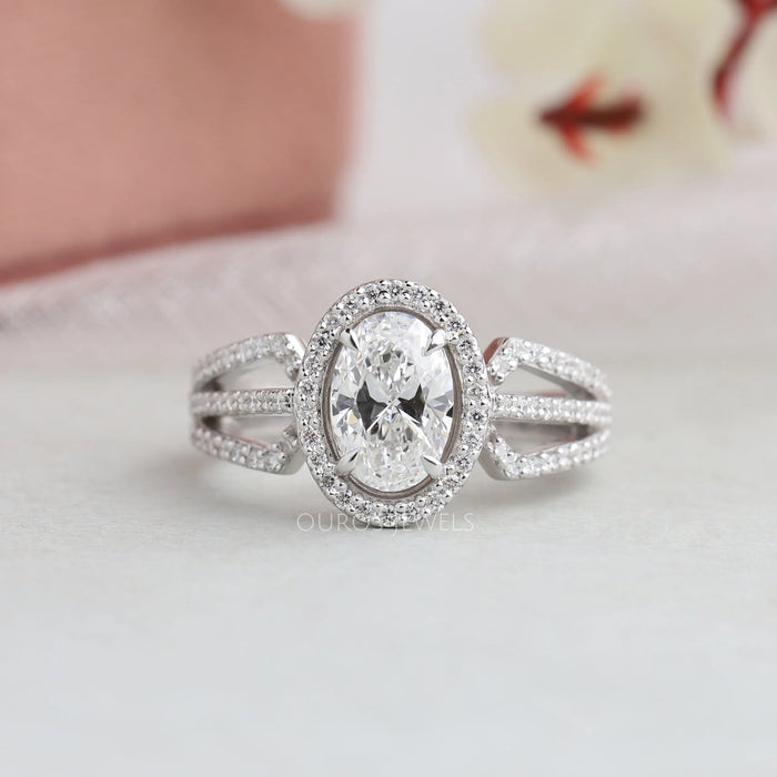 [Oval Halo Engagement Ring]-[Ouros Jewels]