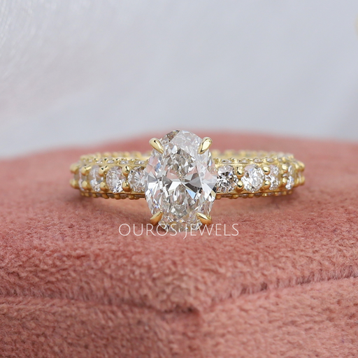 [Oval Diamond Accent Engagement Ring]-[Ouros Jewels]
