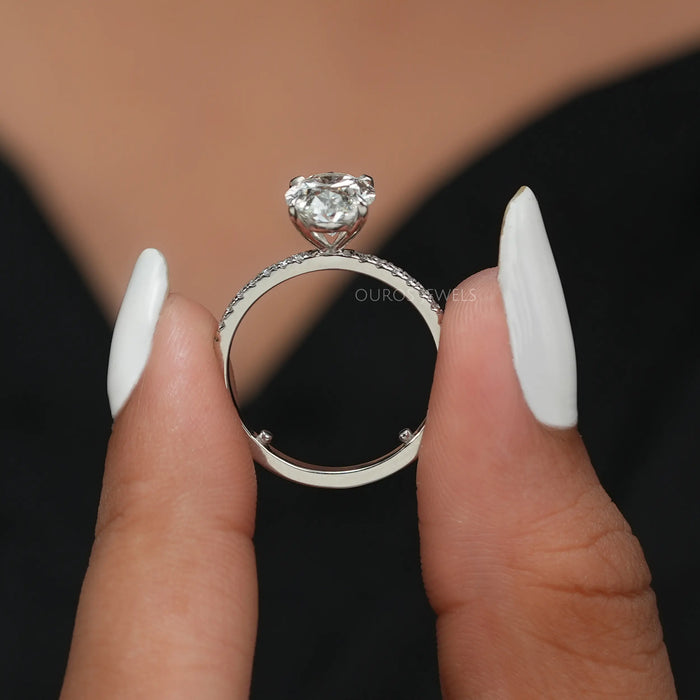 [14k platinum Oval Diamond Engagement Ring]-[Ouros Jewels]