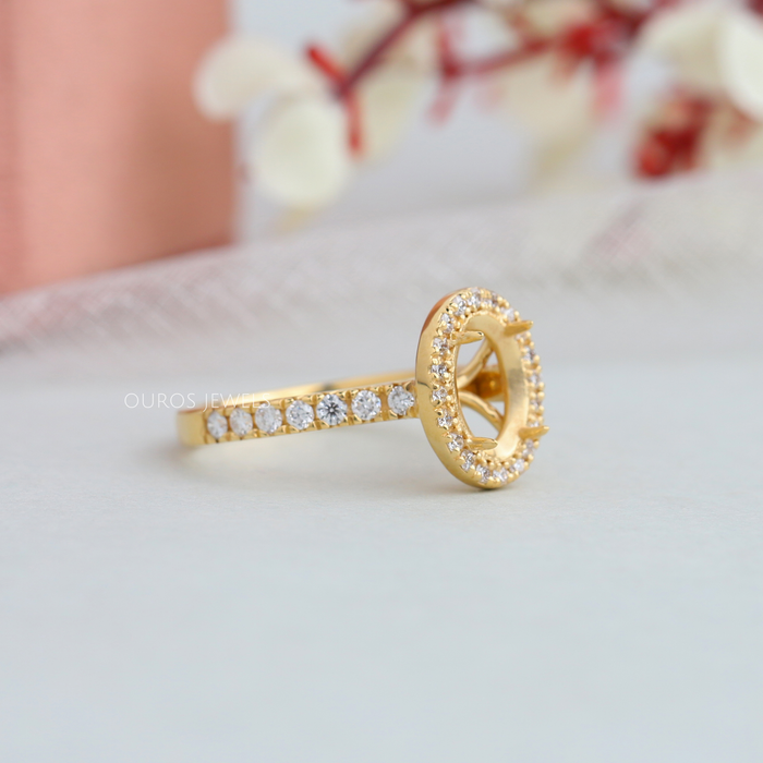 [Side Look of Halo Setting in Engagement Ring]-[Ouros Jewels]