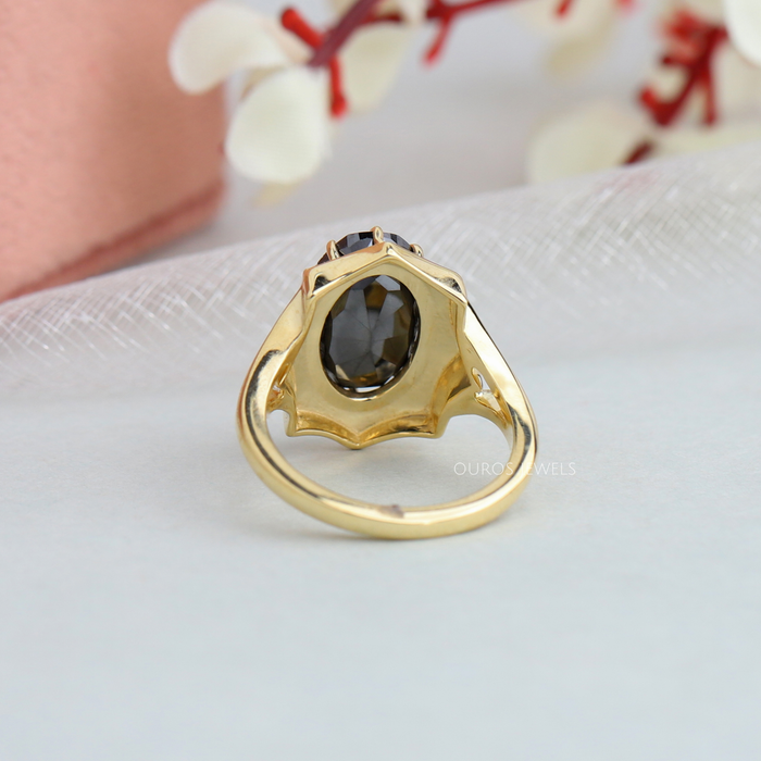 Octagon Shape Oval Cut Diamond Engagement Ring