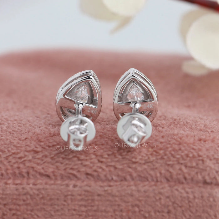 [Back View of Pear Cut Halo Earrings]-[Ouros Jewels]