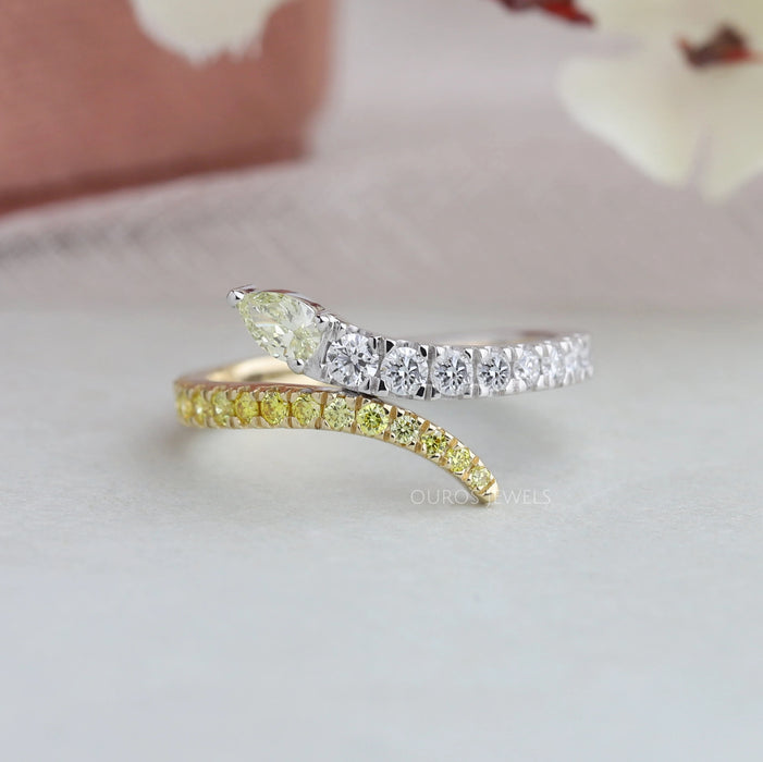 [Yellow Pear Diamond Bypass Engagement Ring]-[Ouros Jewels]