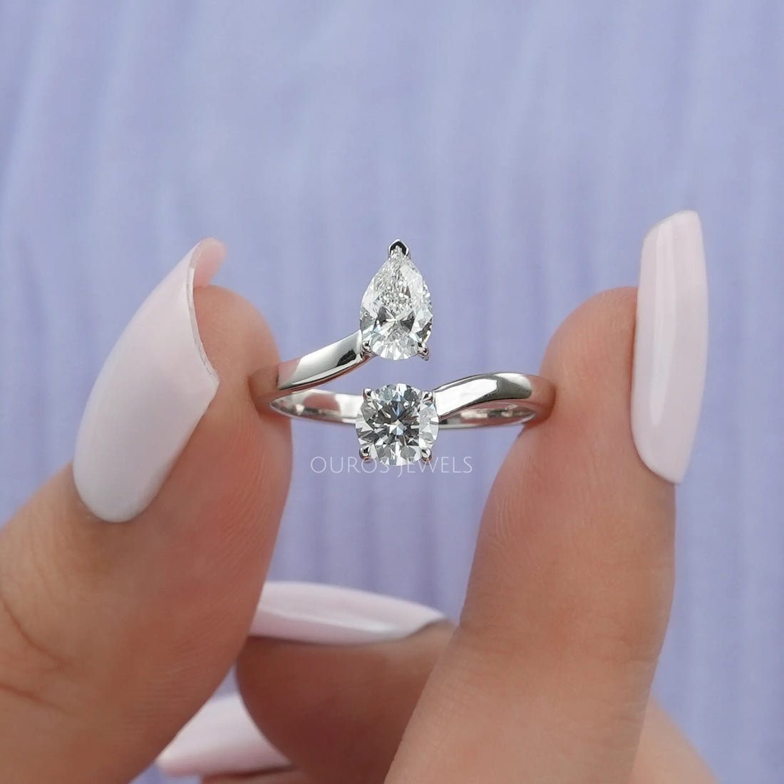 Pear and Round Diamond Bypass Ring