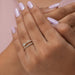 In Finger view of Double Row Lab Grown Diamond Engagement Ring 