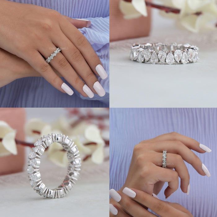[Collage of pear cut full eternity wedding band]-[Ouros Jewels]