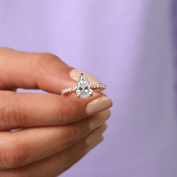  [Pear Cut Diamond Engagement Ring In 3 Prong Setting]-[Ouros Jewels]