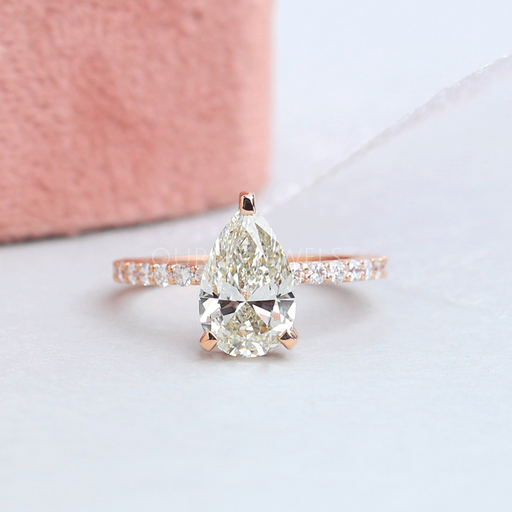 [Pear Cut Lab Grown Diamond Accent Ring]-[Ouros Jewels]