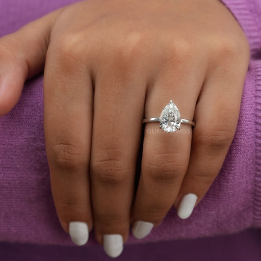 [Pear Cut Solitaire Diamond Ring]-[Ouros Jewels]