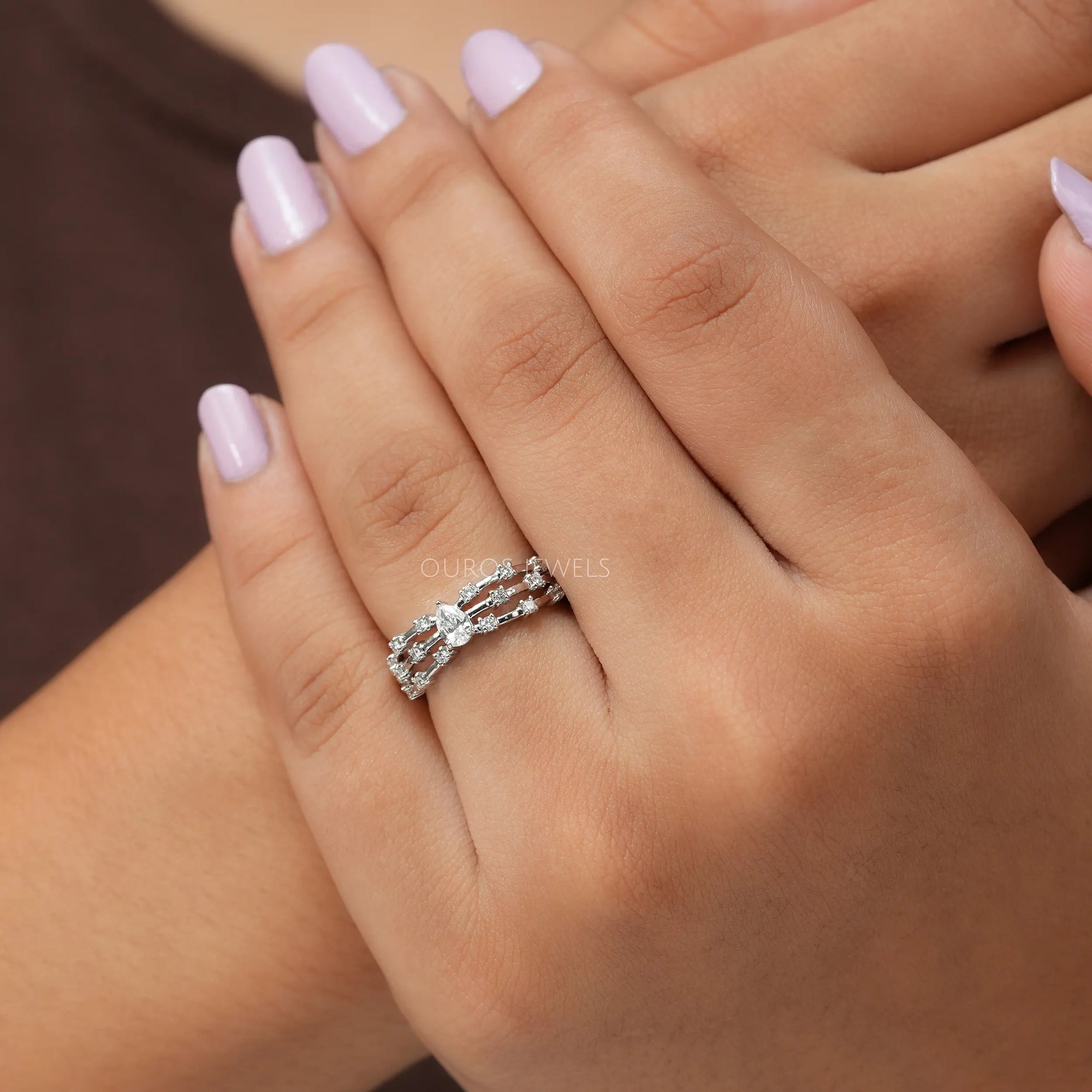 Pear Diamond Solitaire Accent Ring