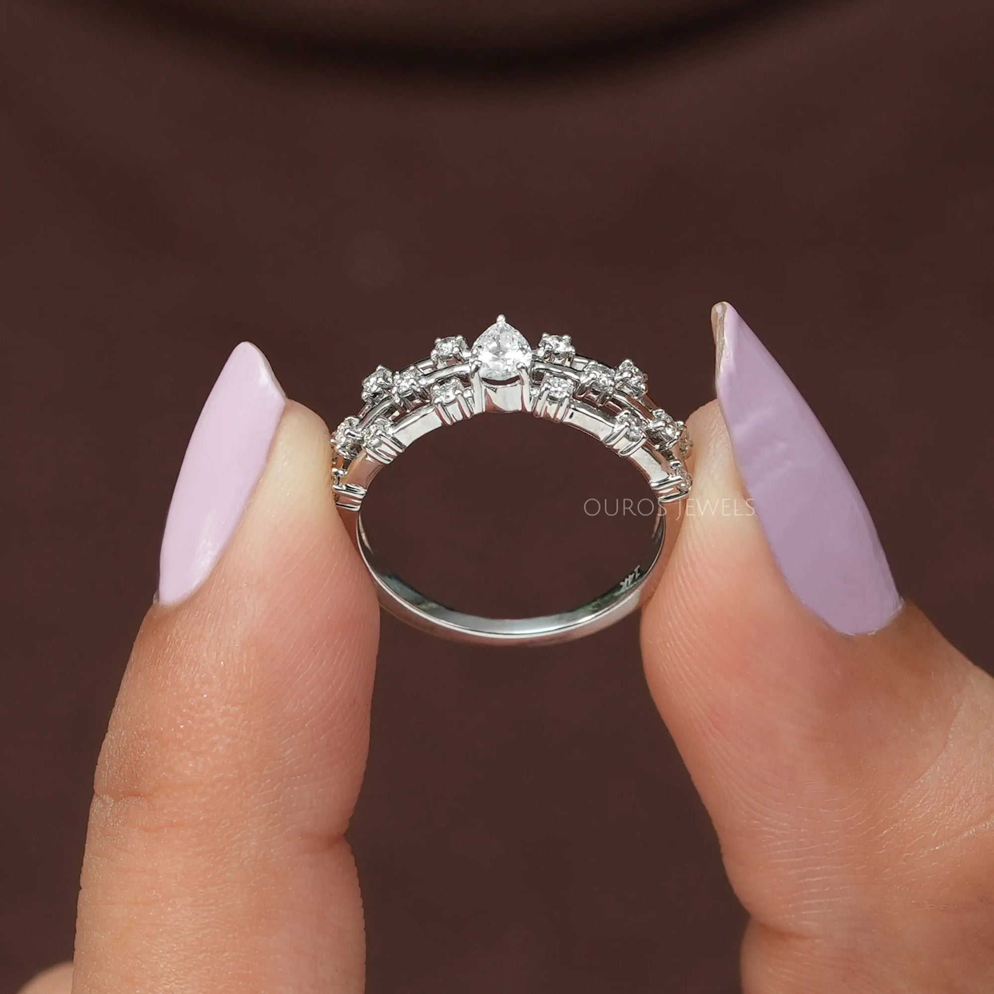 Pear Diamond Solitaire Accent Ring