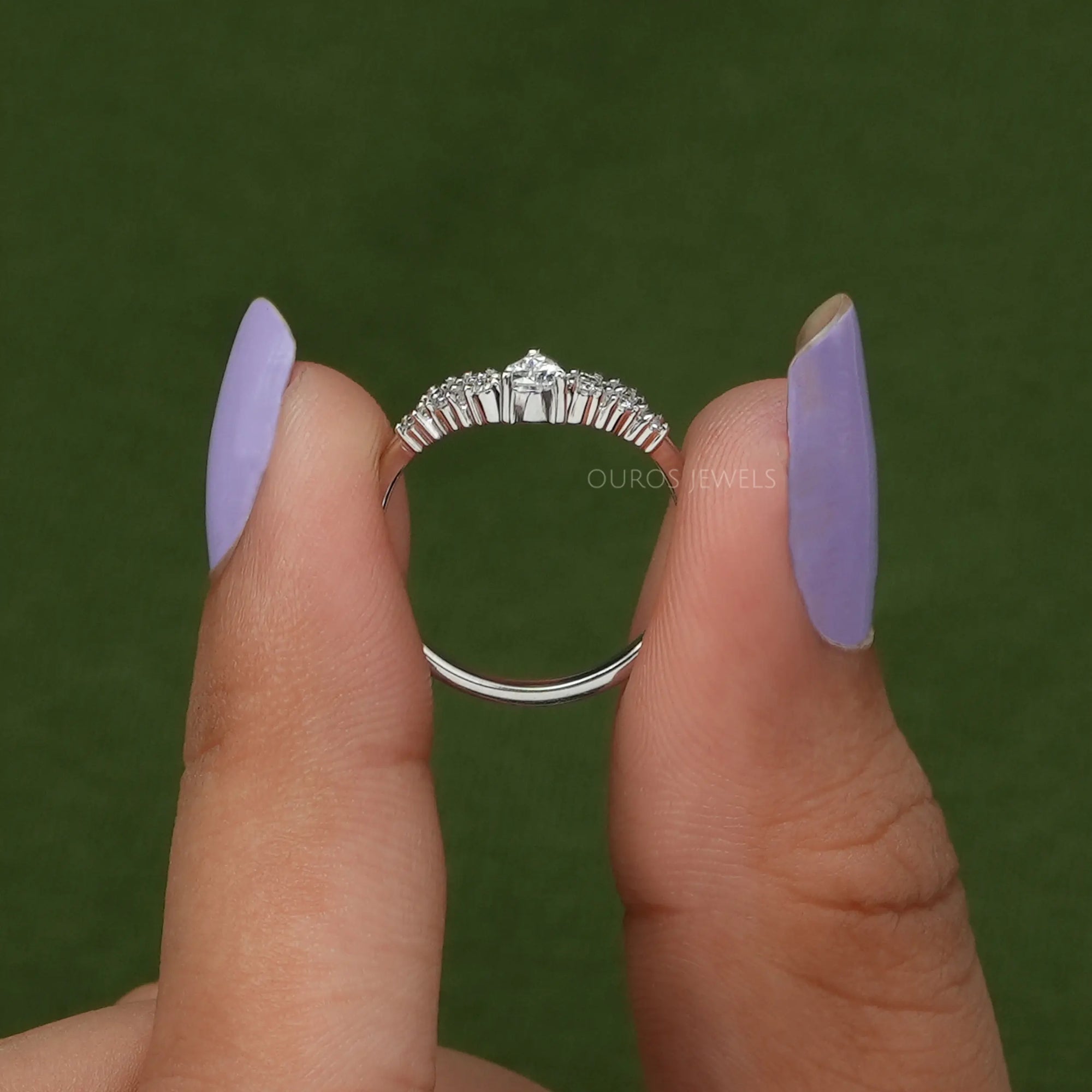 Pear Diamond Double Curved Band Rings