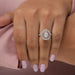 In finger look of Pave Set Handcrafted Pear And Round Diamond Ring