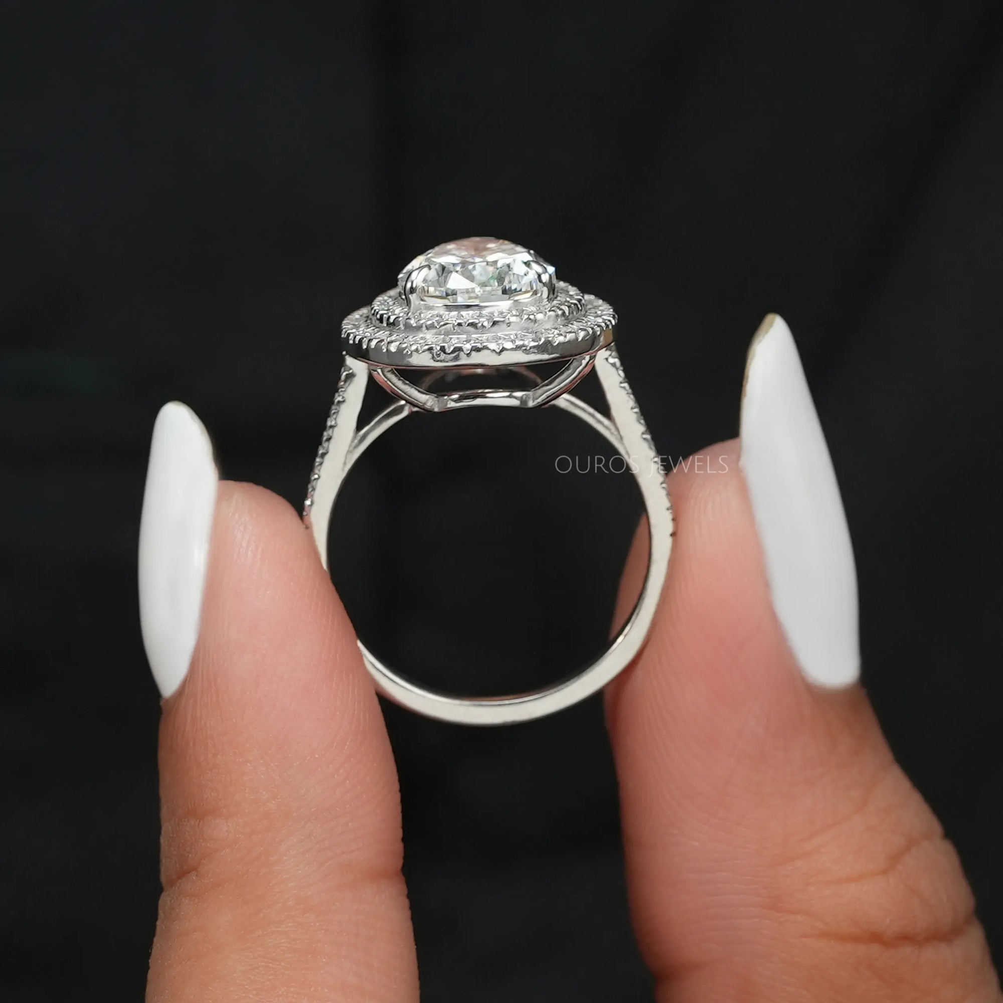 Pear Diamond Double Halo Engagement Ring