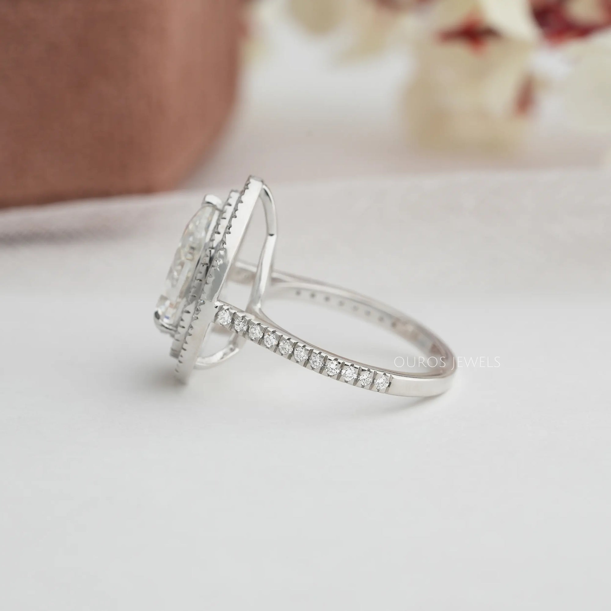 Pear Diamond Double Halo Engagement Ring