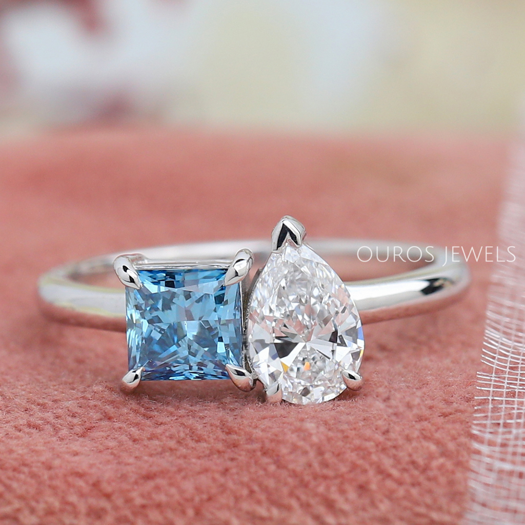 2.95ct Princess Cut Diamond Engagement Ring Trillion Sides, Double Halo  Princess Cut Diamond Ring, Princess Cut Ring 14k White Gold - Etsy