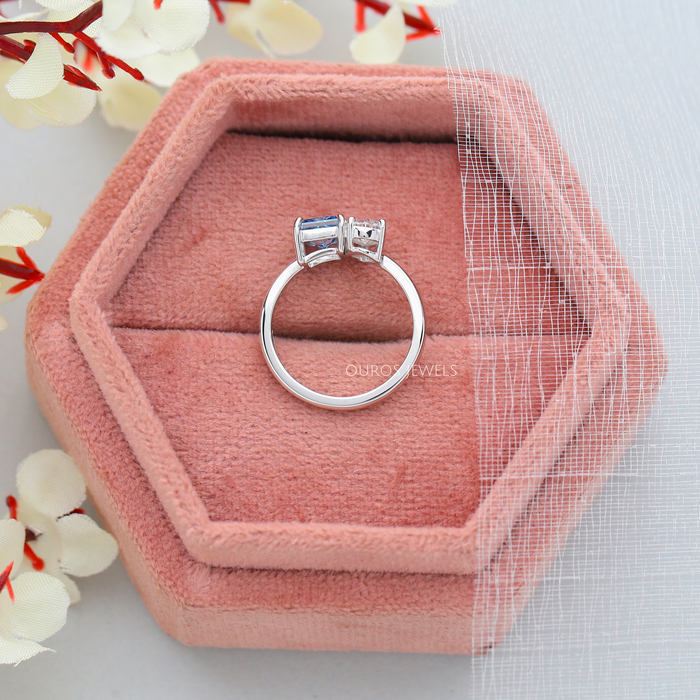 [Pear & Princess Cut Two Stone Wedding Ring]-[Ouros Jewels]