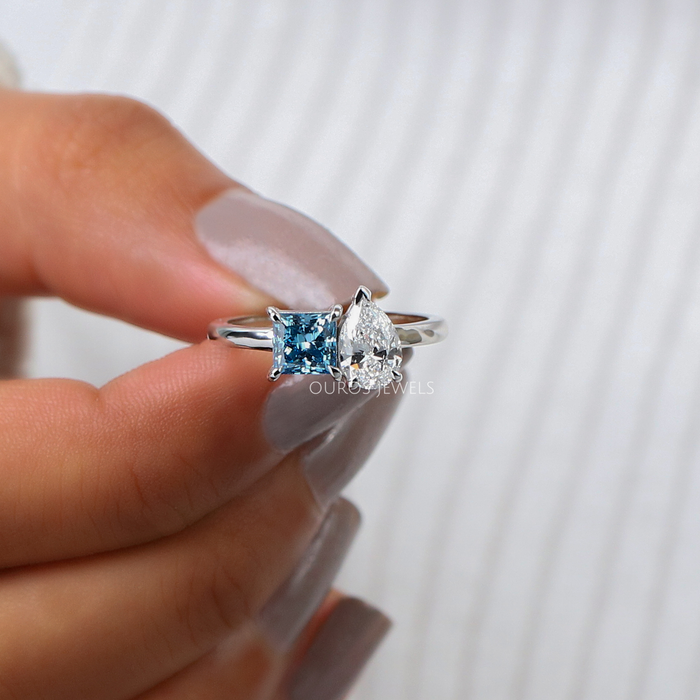 [Pear & Princess Shape Wedding Ring]-[Ouros jewels]