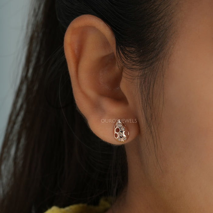 Pear Cut Rose Gold Stud Earrings