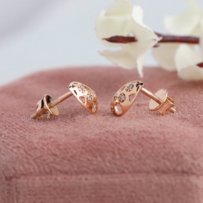 Pear Cut Rose Gold Stud Earrings