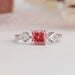 Pink Cushion Cut Lab Diamond Three-Stone Engagement Ring 