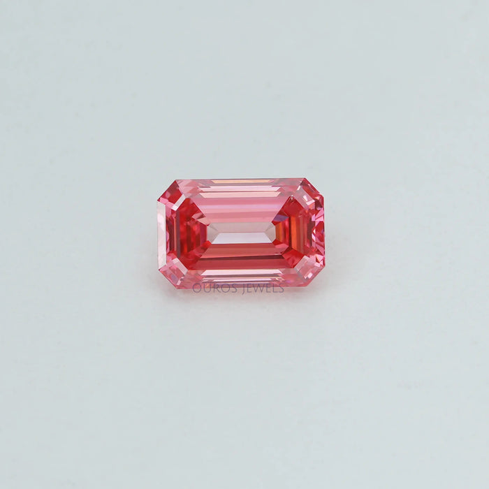 0.76 Carat Each Pink Emerald Cut Lab Grown Diamond