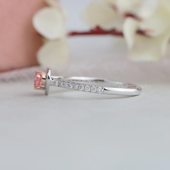 Pink string bracelet with 0.02ct diamond set in white gold