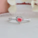 [Pink Heart Shape Halo Diamod Ring]-[Ouros Jewels]