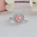 [Pink Heart Diamond Double Halo Ring]-[Ouros Jewels]