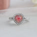 [Fancy Pink Color Heart Shaped Diamond Double Halo Engagement Ring]-[Ouros Jewels]