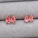 [Pink Pear Solitaire Rose Gold Stud Earrings]-[Ouros Jewels]