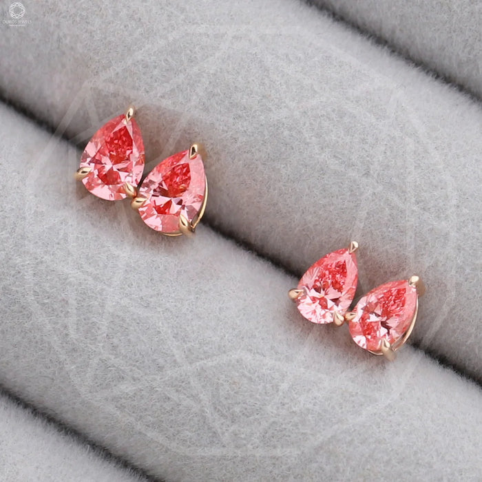 [Pear Shape Solitaire Stud Earrings]-[Ouros Jewels]