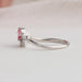 14k white gold curved shank of Pink princess shaped lab made diamond engagement ring