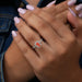 [On Finger Beautiful Front View Of Pink Radiant Lab Diamond Halo Engagement Ring]-[Ouros Jewels]