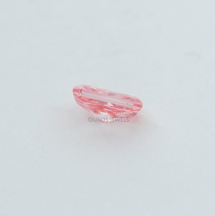 [Side View of Radiant Cut Pink Lab Diamond]-[Ouros Jewels]
