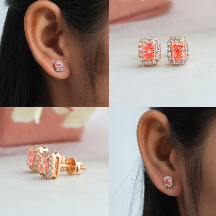 [Collage Of Colored Radiant Diamond Studs]-[Ouros Jewels]