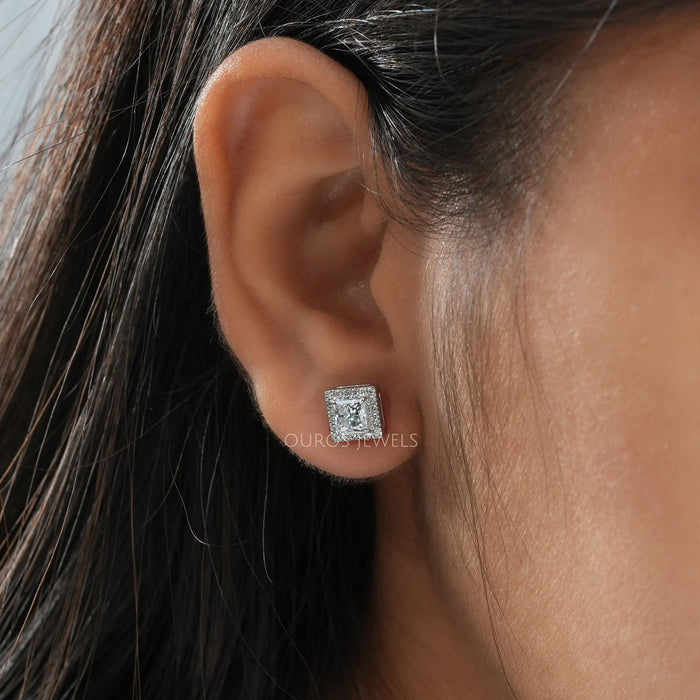 An amazing solitaire diamond studs with unique shine of lab diamonds