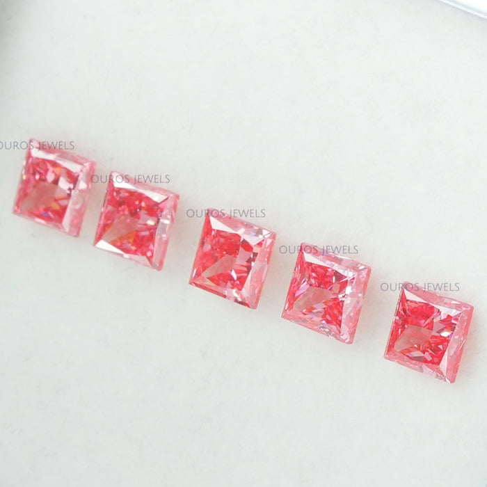 0.52 Carat Each Pink Princess Lab Grown Diamond