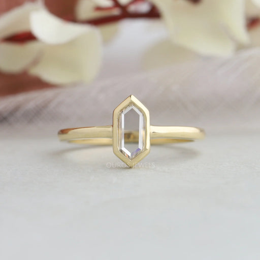 [Hexagon Portrait Diamond Solitaire Ring]-[Ouros Jewels]