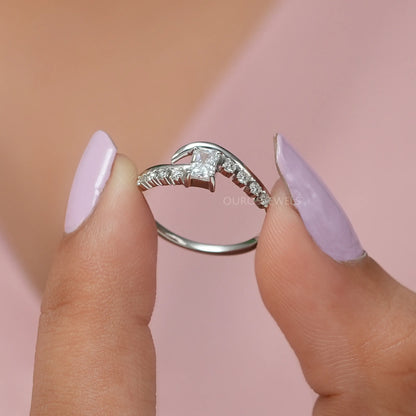 Radiant Cut Accent Diamond Wedding Ring