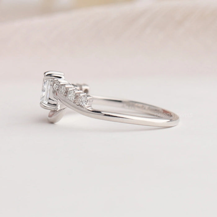 14k white gold curved shank of radiant diamond bypass engagement ring