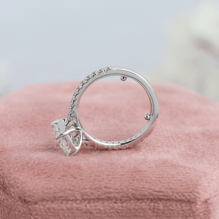 [Radiant Cut Lab Diamond Ring With Accent Stone]-[Ouros Jewels]